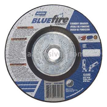 Norton Abrasives 66252843207 4-1/2 x 1/4 x 5/8-11 Norton BlueFire Foundry Type 27 Depressed Center Wheels