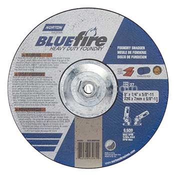 Norton Abrasives 66252843261 9 x 1/4 x 5/8-11 Norton BlueFire Foundry Heavy Duty Type 27 Depressed Center Wheels