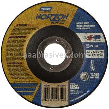 Norton Abrasives 66252843320 4-1/2 x .045 x 7/8 Norton NorZon Plus RightCut Type 27 Depressed Center Wheels