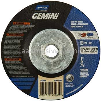 Norton Abrasives 66252843588 4-1/2 x .125 x 5/8-11 Norton Gemini Mini Disc Type 27 Depressed Center Wheels