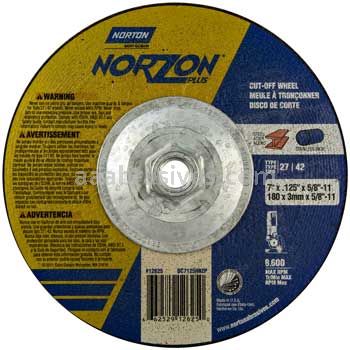 Norton 7 x .125 x 5/8-11 Norzon Plus Type 27 Depressed Center Wheels