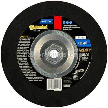 Norton 7 x 1/8 x 5/8-11 Gemini Flexible A36 Type 27 Depressed Center Wheels
