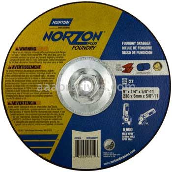 Norton 9 x 1/4 x 5/8-11 Norzon Plus Foundry Type 27 Depressed Center Wheels