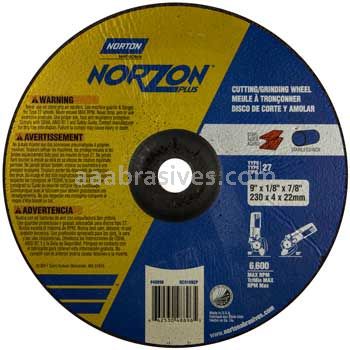 Norton 9 x 1/8 x 7/8 Norzon Plus Type 27 Depressed Center Wheels
