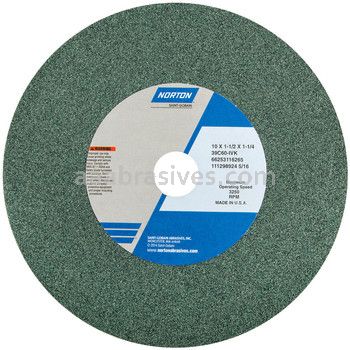 Norton 10 x 1 x 1-1/4/39C60-IVK Bench Wheel/Bushed to 1, 7/8, 3/4/Type 01 Straight Wheels