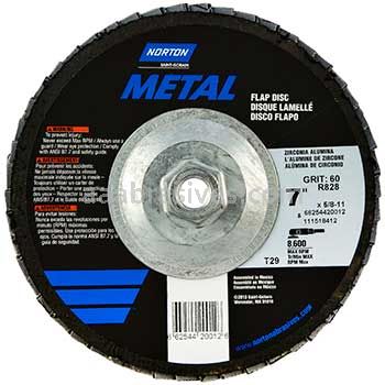 7 x 5/8-11 80 Grit Merit Metal Type 29 Fiberglass Plate Flap Discs