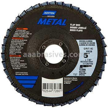 5 x 7/8 36 Grit Merit Metal Type 27 Fiberglass Plate Zirc Flap Discs