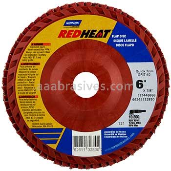Norton 6 x 7/8 40 Norton Red Heat Quick Trim Type 27 - Plastic R983 Norton Flap Discs