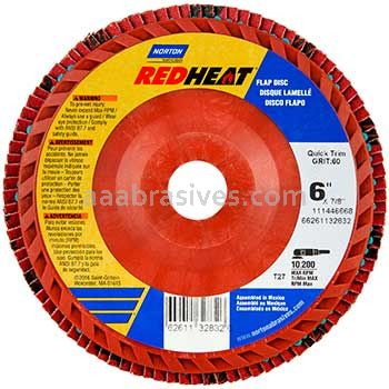Norton 6 x 7/8 80 Norton Red Heat Quick Trim Type 27 - Plastic R983 Norton Flap Discs