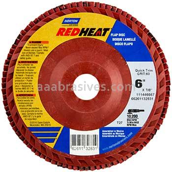 Norton 6 x 7/8 120 Norton Red Heat Quick Trim Type 27 - Plastic R983 Norton Flap Discs