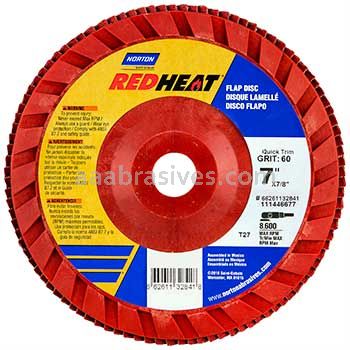 Norton 7 x 7/8 60 Norton Red Heat Quick Trim Type 27 - Plastic R983 Norton Flap Discs