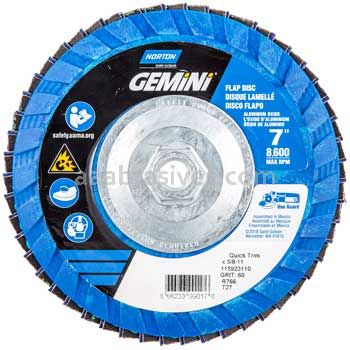 Norton 66623399017 7 x 5/8-11 60 Grit Quick Trim T27 Gemini R766T Flap Discs