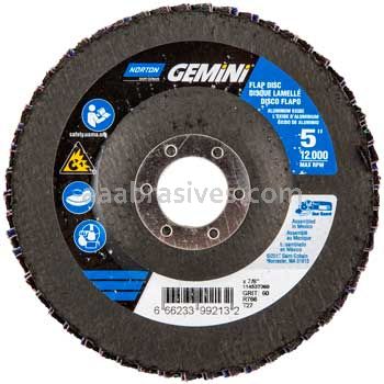 Norton 66623399213 5 x 7/8 60 Grit HD T27 Gemini R766T Flap Discs