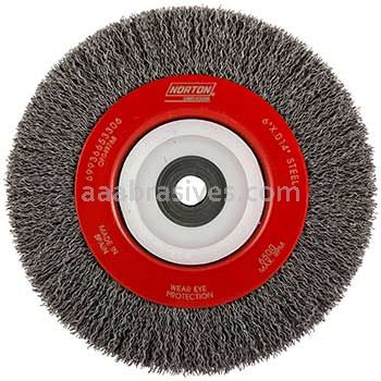 Norton 6 x .014 x 1/2-2 AH Crimped Wire Wheel Brushes For Steel Carbon Steel with reducing bushings