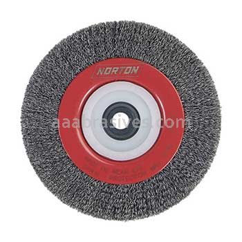 Norton 8 x .014 X 1/2-2 AH Crimped Medium Face Wire Wheel Brush Carbon Bristles 0.014" Wire