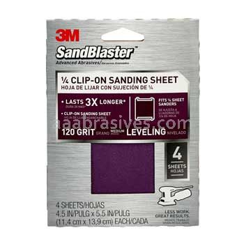 3M™ 7010302646 4.5 x 5.5 120 Grit SandBlaster™ Clip-On Palm Sanding Sheets