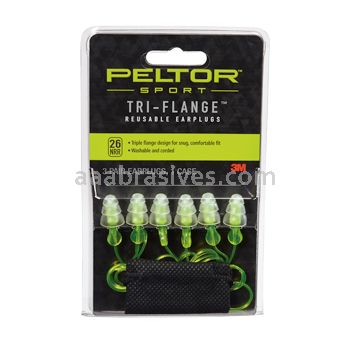 3M™ 7010336385 Peltor™ 97317-10C 3 Pair Pack Neon Yellow Sport Tri-Flange™ Corded Reusable Earplugs