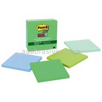 Post-it™ Super Sticky Recycled Notes 675-4SST 4 in x 4 in Bora Bora Collection 3M 7010372301