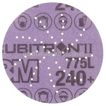 3M&trade; 7100145460 3" 240+ Grit 775L Cubitron&trade; II Hookit&trade; Clean Sanding Film Disc