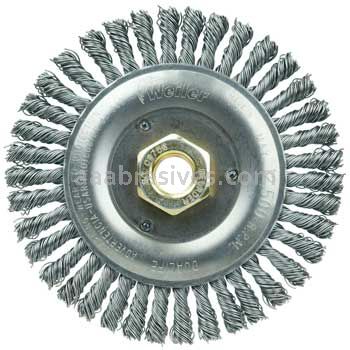 Weiler 08756V Roughneck Jr. 5" Root Pass Weld Cleaning Brush .020" Steel Wire Fill 5/8"-11 UNC Nut Vending Read