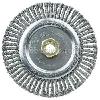 Weiler 09400 Roughneck Jr. 6" Root Pass Weld Cleaning Brush .020" Steel Wire Fill 5/8"-11 UNC Nut