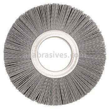 Weiler 20600 6" Nylox Metal Hub Wheel Brush .022/320 SC Crimped Fill 2" Arbor Hole