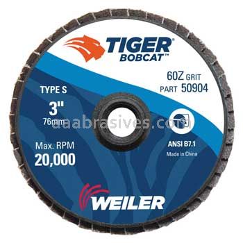 Weiler 50904 3" BobCat Mini Abrasive Flap Disc Conical Type 29 Type S Mount 60 Z