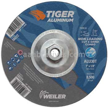 Weiler 58222 7 x 1/8 TIGER ALUMINUM Type 27 Cut/Grind Combo Wheel ALU30T 5/8-11 Nut