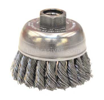 Weiler 13286 2-3/4" Single Row Knot Wire Cup Brush .020" Steel Fill 5/8"-11 UNC Nut