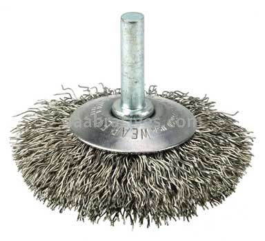 Weiler 17912 2-1/2" Stem-Mounted Concave Crimped Wire Wheel .014" Steel Fill 1/4" Stem