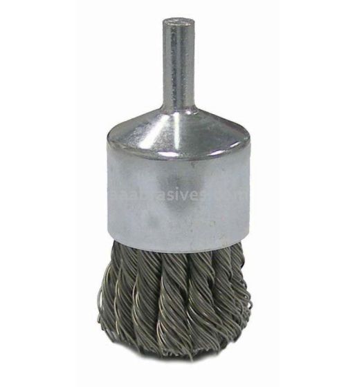 Weiler 36051 - 1" 1/4" Stem, .020, Retail Pack, Vortec Pro Knot Wire End Brush - 012382360511