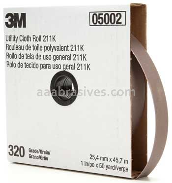 3M™ 7000118350 1 x 50 yds 320 Grit J-weight 211K Utility Cloth Roll