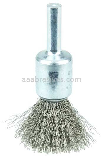 Weiler 10014 1/2" Crimped Wire End Brush .0104" Stainless Steel Fill