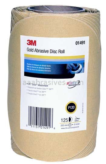 3M™ 7000118772 8” P120 Grit Stikit™ Gold Disc Roll