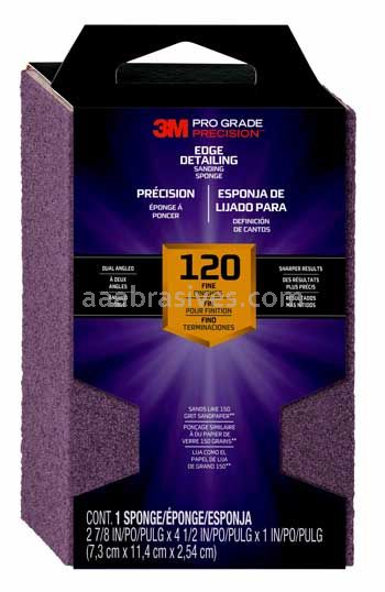 3M™ 7100242586 Pro Grade Precision™ Edge Detailing Dual Angle Sanding Sponge 2-7/8x4-1/2x1 120 Grit