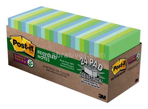 Post-it™ Super Sticky Recycled Notes 654-24SST-CP 3 in x 3 in Bora Bora Collection 3M 7100063950