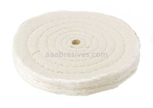 Unmounted Buffing Wheel 6" Dia. 1/2" Arbor Hole 80 Ply Spiral Sewn 156-H80 Cotton White