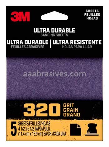 3M™ 7100198809 320 Grit Ultra Durable Power Sanding 1/4 Sheet