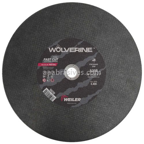 Weiler 56250 - 14" x 1/8" A24T, 1" A.H., Type 1 Cut-Off Wheel - 012382562502