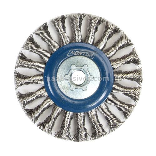Norton 4-1/2 x .020 x M10 x .125/.150/Stainless Steel//Full Cable Twist Knot Wire Wheel Brushes - For Stainless Steel