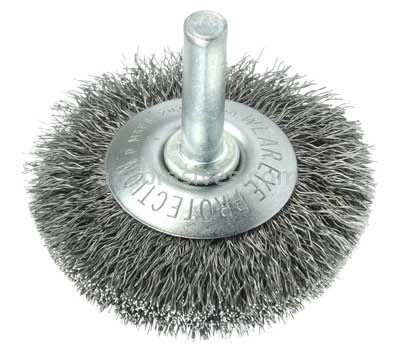 Weiler 17906 2" Stem-Mounted Concave Crimped Wire Wheel .008" Steel Fill 1/4" Stem