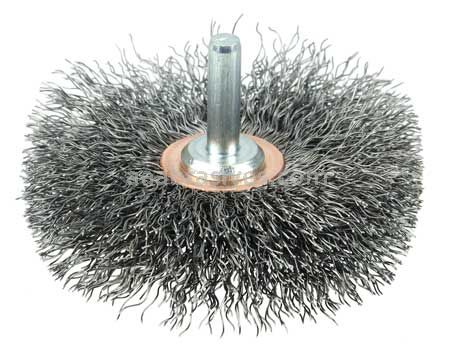 Weiler 17616V 3" Stem-Mounted Crimped Wire Wheel .0118" Steel Fill 1/4" Stem Vending Ready