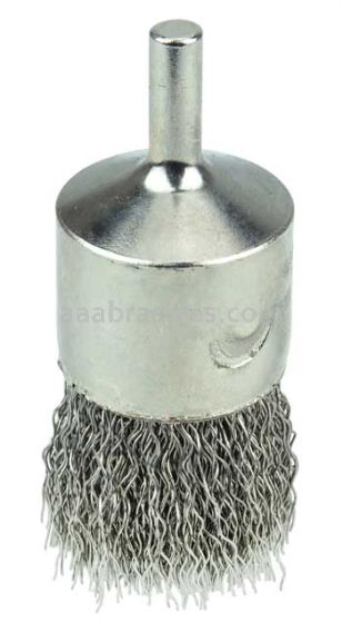 Weiler 10380 1" Nickel-Plated Cup End Brush .014" Stainless Steel Crimped Wire Fill