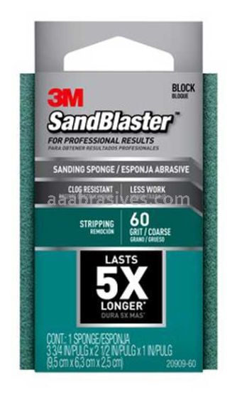 3M™ 7000047831 SandBlaster™ Advanced Sanding Sanding Sponge 3-3/4x2-1/2x1 60 Grit