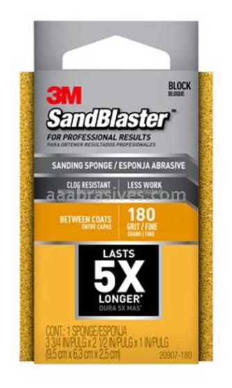 3M™ 7000047851 SandBlaster™ Advanced Sanding Sanding Sponge 3-3/4x2-1/2x1 180 Grit
