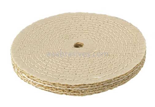 Unmounted Buffing Wheel 6" Dia. 1/2" Arbor Hole 11 Ply Spiral Sewn 156-S Sisal Tan