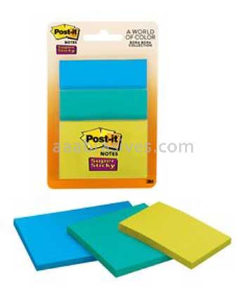 Post-it™ Super Sticky Notes 3432-SST 3 in x 3 in Bora Bora Collection 3M 7010371219