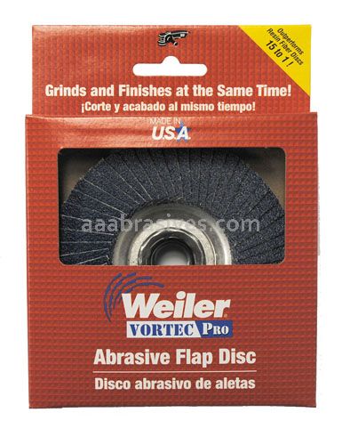 Weiler 30837 - 7" 60Z, 7/8" A.H., Vortec Pro Abrasive Flap Disc, Phenolic Backing - 012382308377