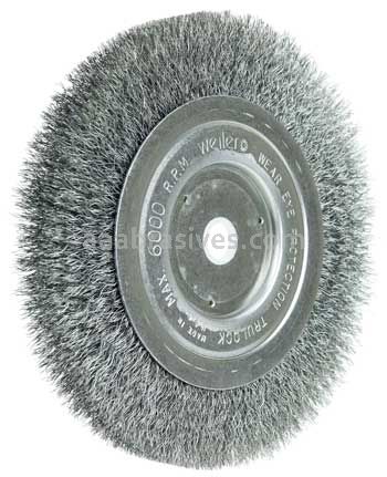 Weiler 01095 6" Narrow Face Crimped Wire Wheel Short Trim .008" Steel Fill 5/8"-1/2" Arbor Hole