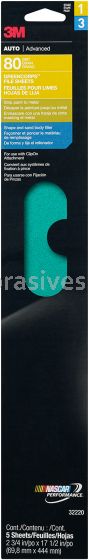 3M™ 7000119997 2-3/4 x 17 1/2 80 Grit Green Corps™ File Sheets